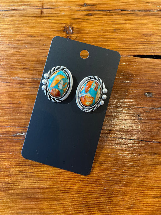 Oval Gemstone Studs