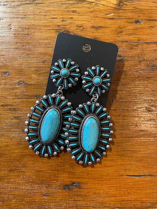 Turquoise Concho Earrings