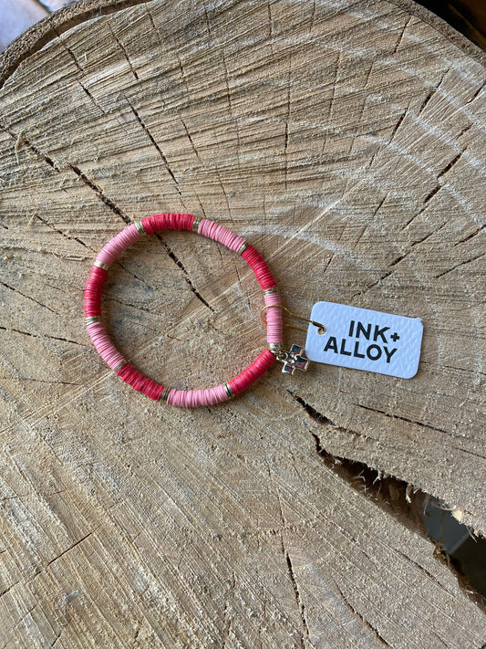 Red + Pink Stretch Bracelet