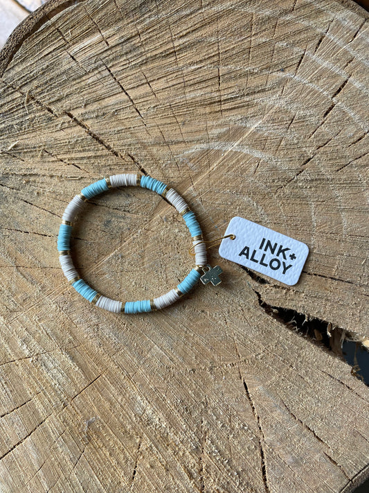 Blue + Cream Stretch Bracelet