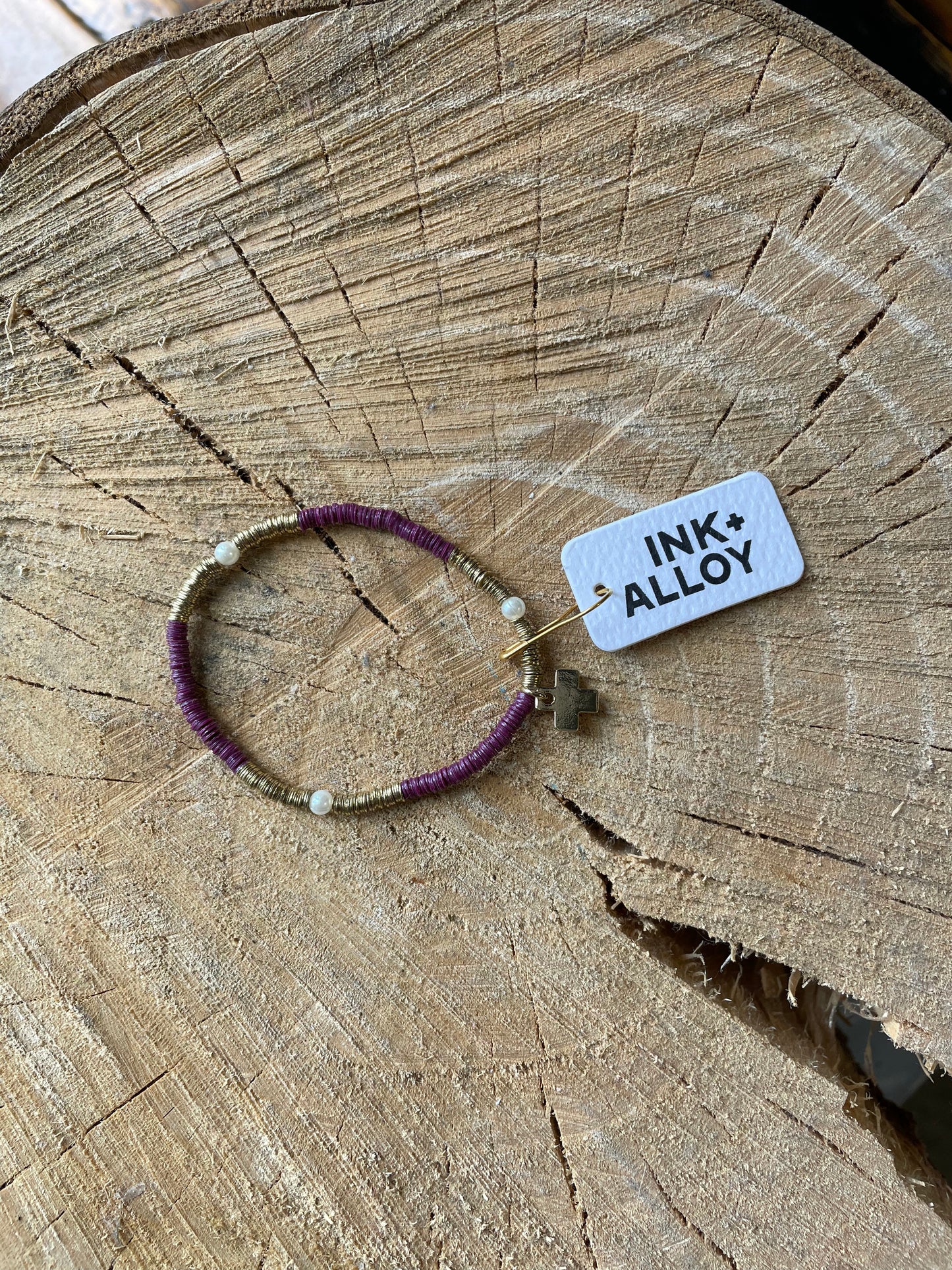 Dainty Purple + Gold Bracelet