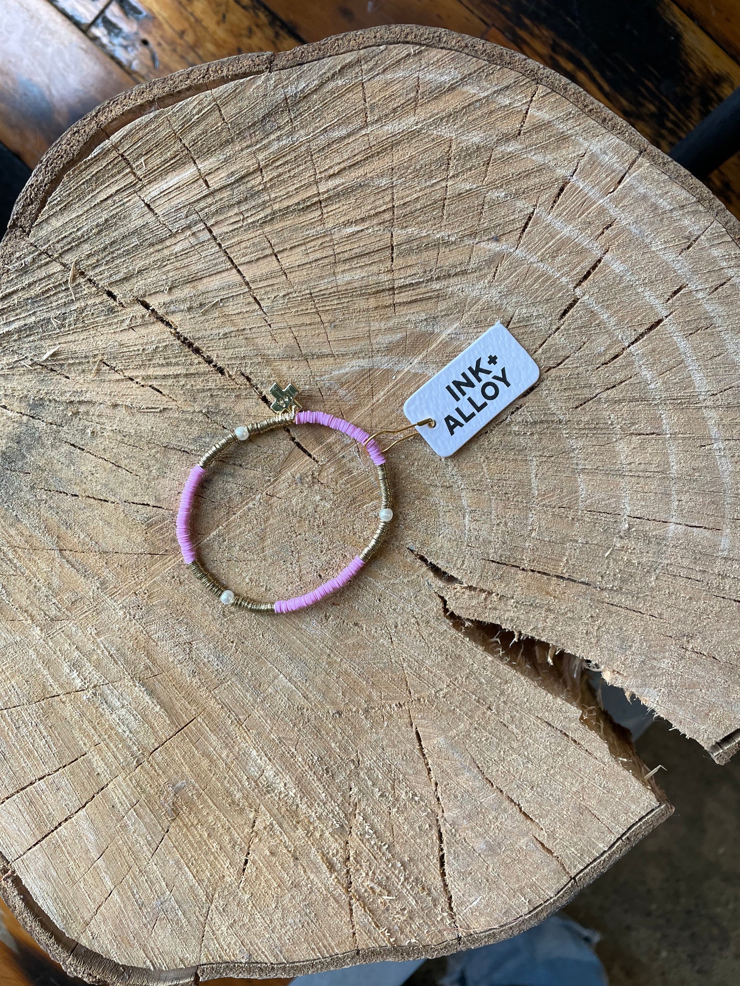 Dainty Pink + Gold Bracelet