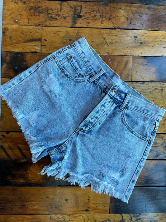 Distressed Acid Washed Shorts