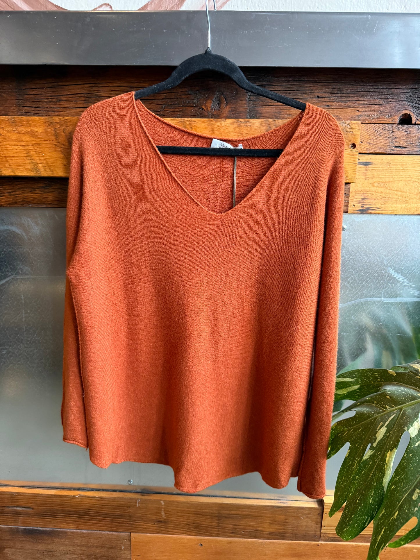 Rust V Neck Sweater
