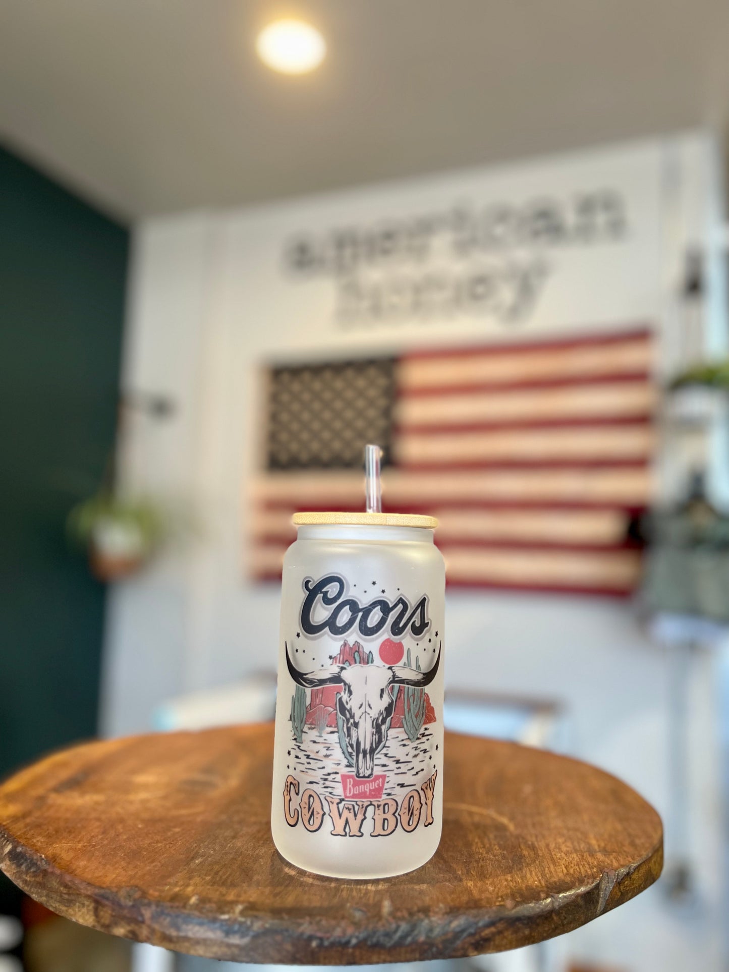 Coors Cowboy Beer Can Glass
