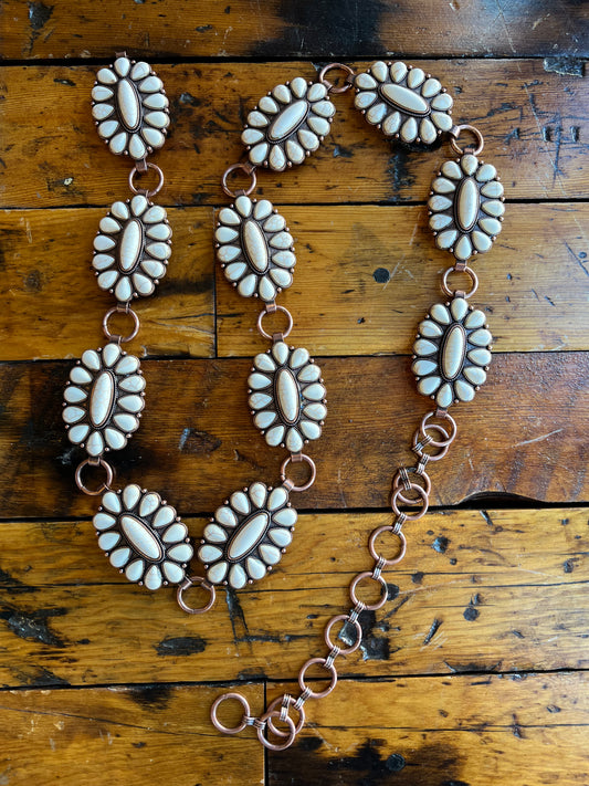 White Stone Concho Belt