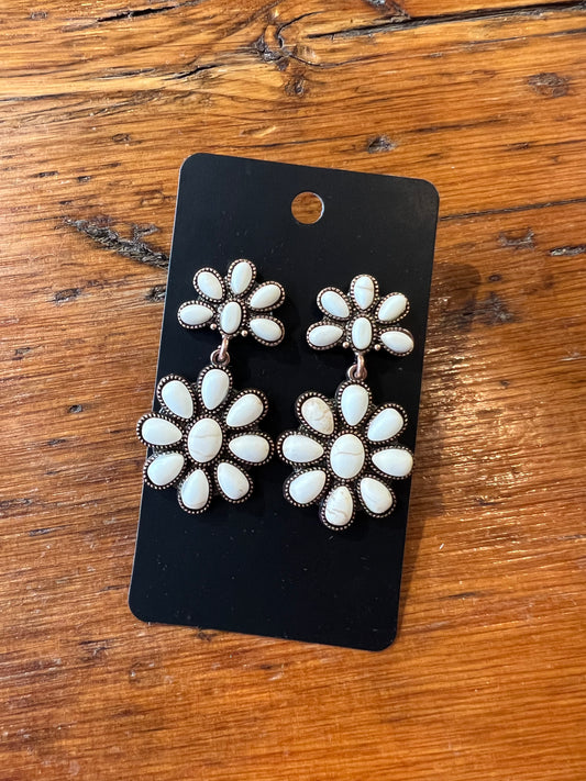 White Stone Copper Dangles