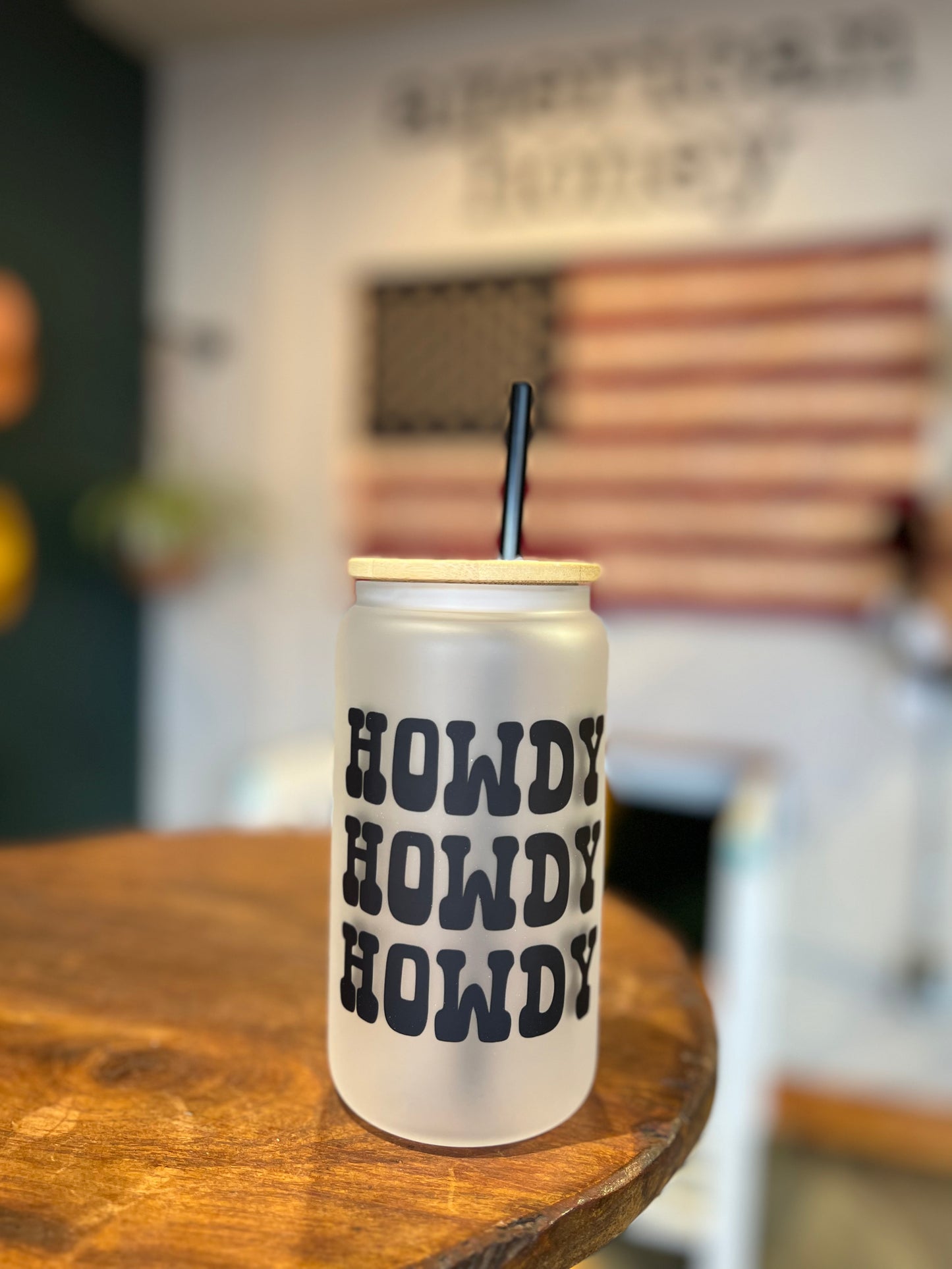 HOWDY HOWDY HOWDY Beer Can Glass