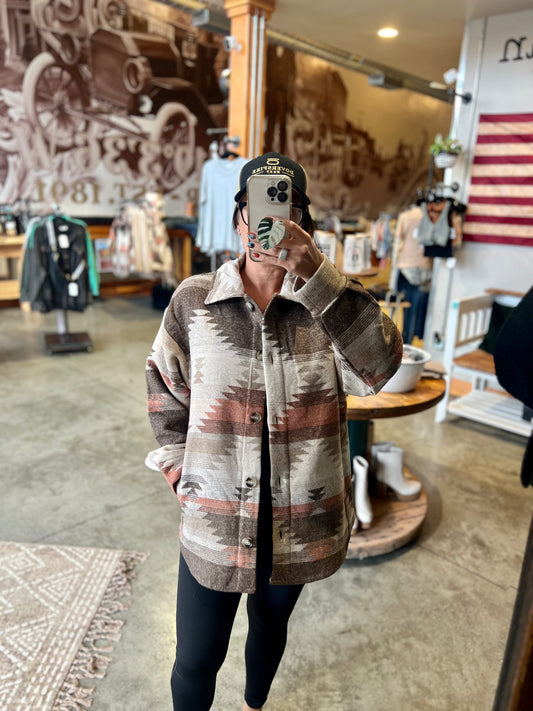 Neutral Aztec Shacket