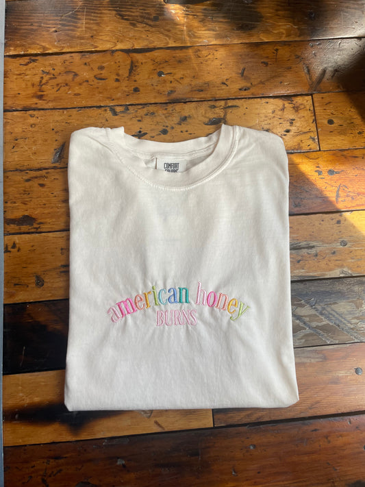 american honey Burns Embroidered T-shirt