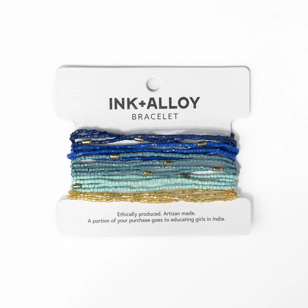 Chelsea 18 Strand Luxe Beaded Bracelet Set Blue