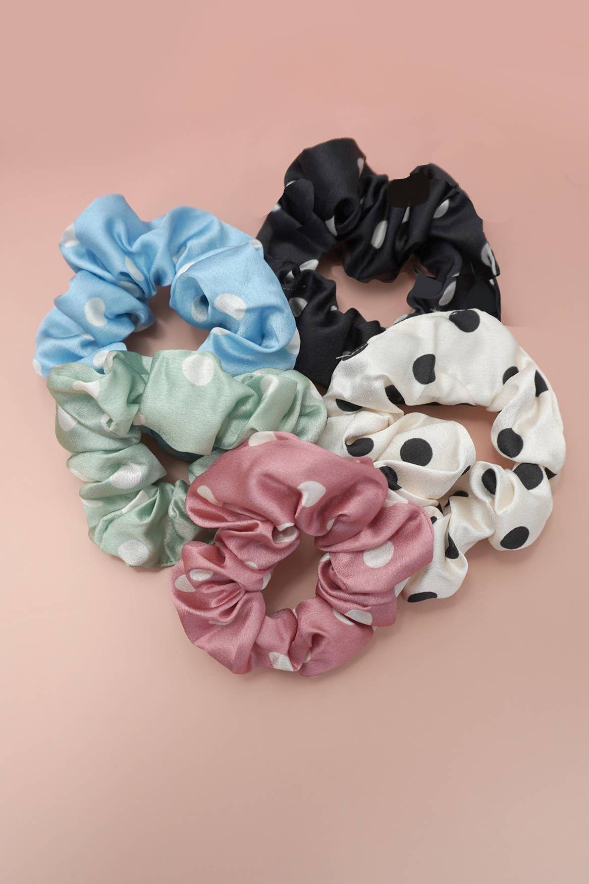 Polka Dot Scrunchies Set Of 5