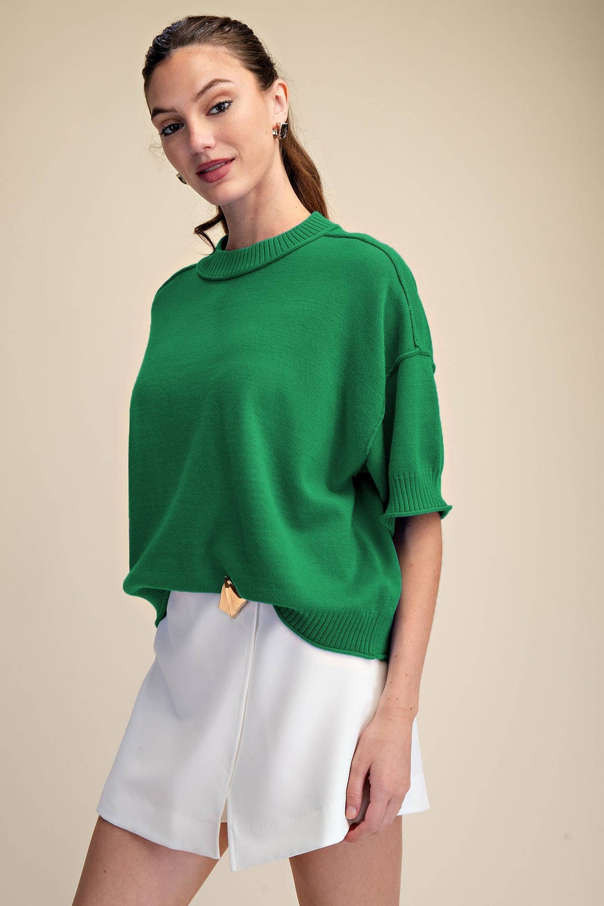 Relaxed Short Sleeve Sweater