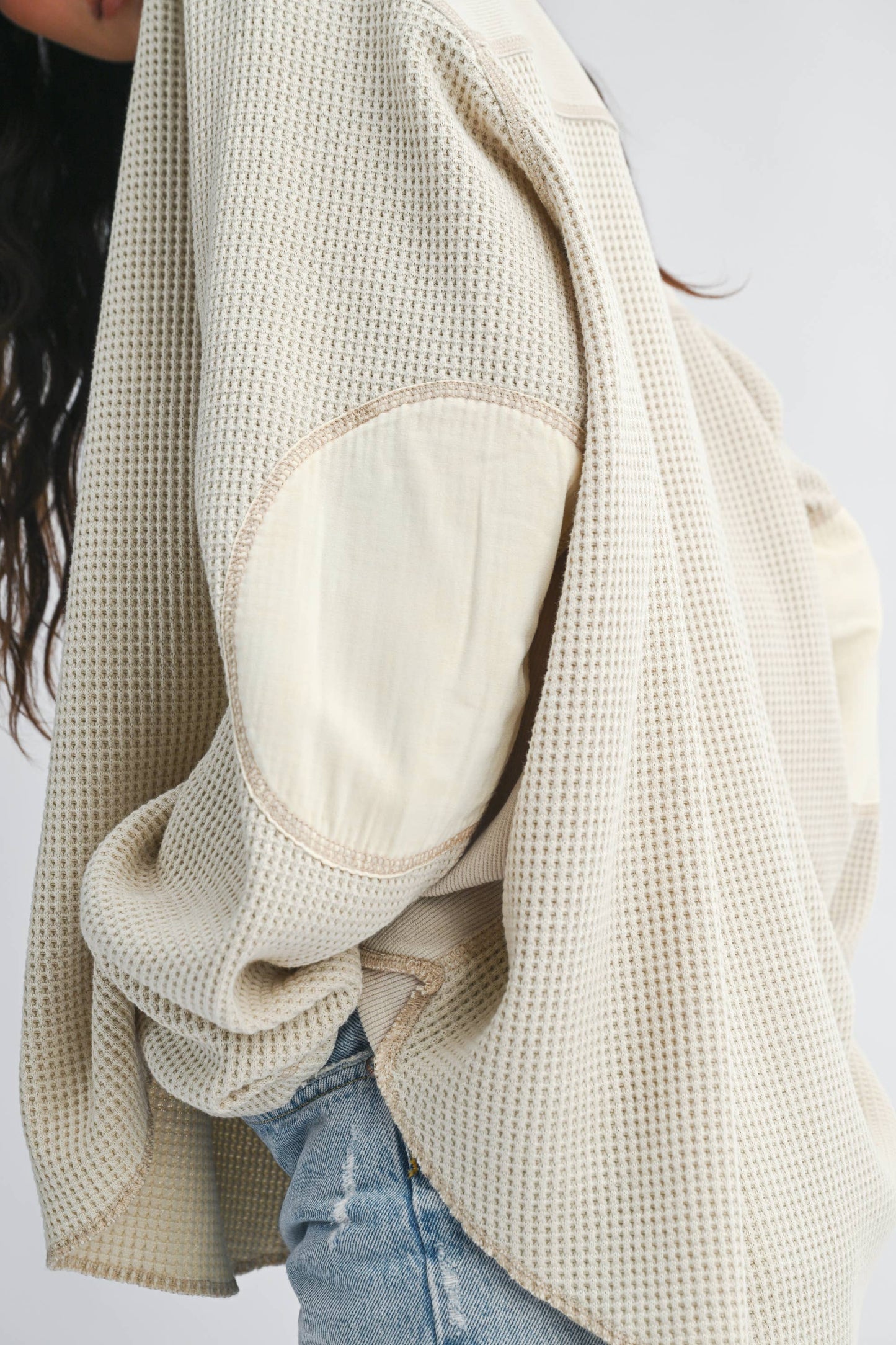 Waffle Knit Long Sleeve Top