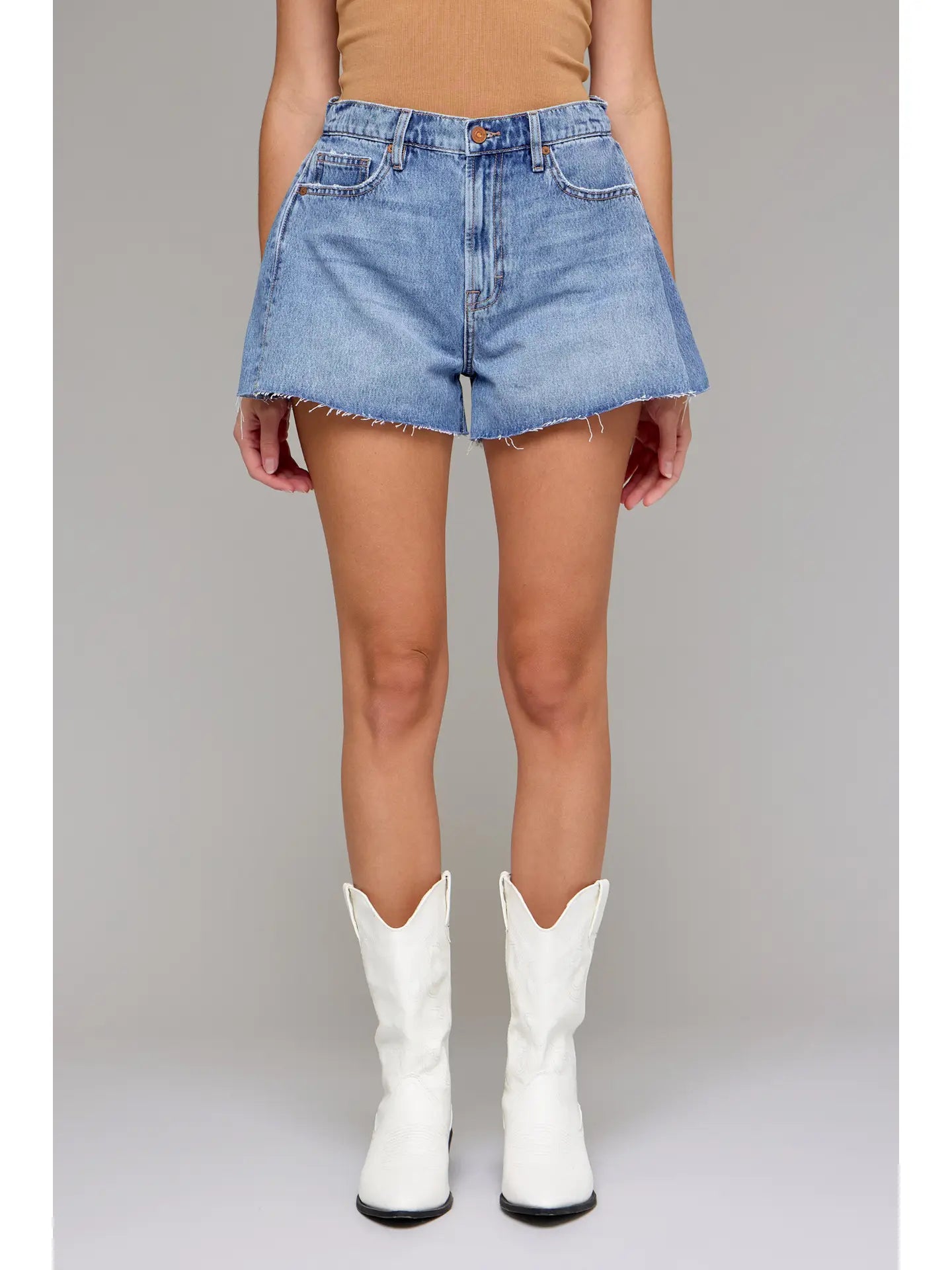 Medium Wash A-Line Shorts