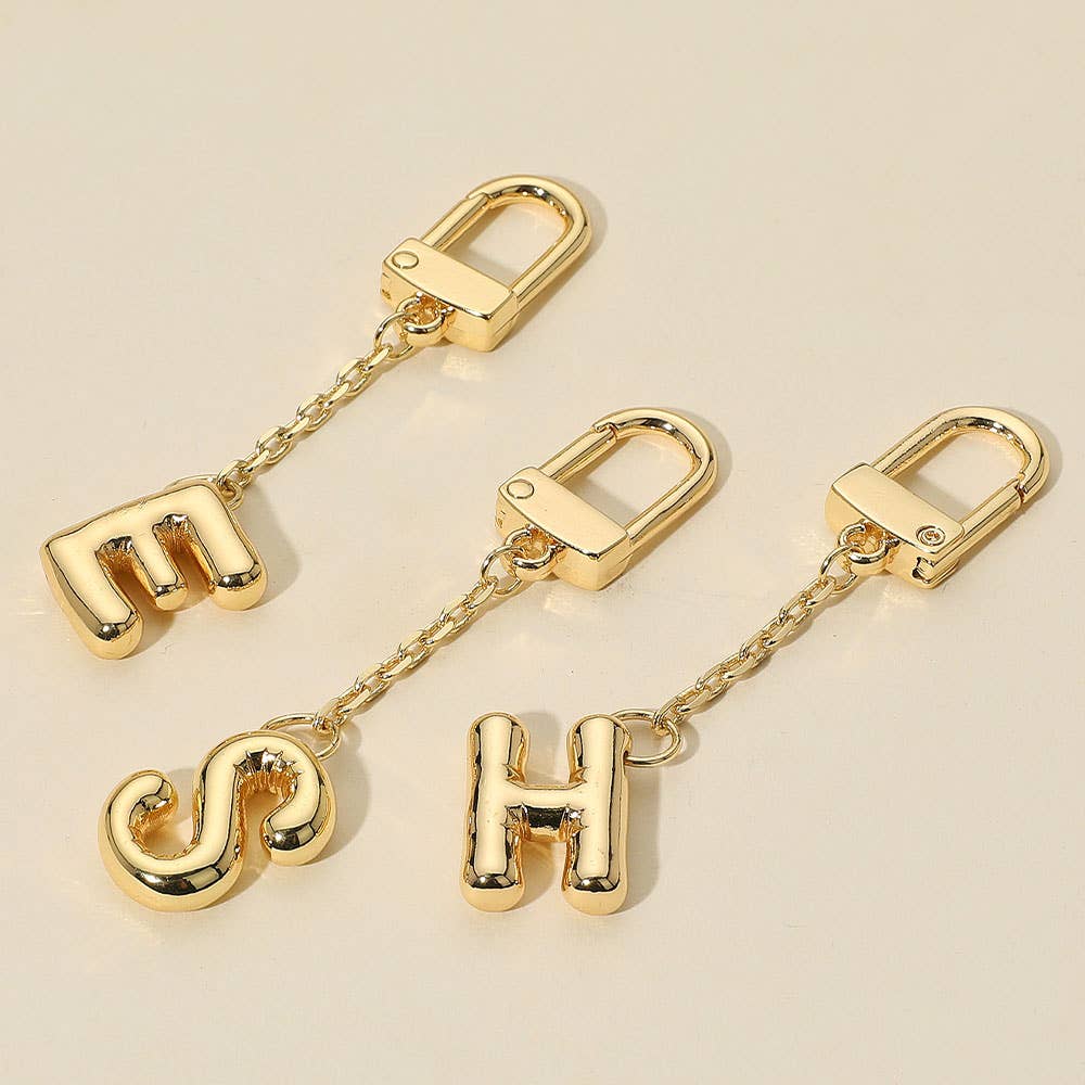 Gold Dipped Monogram Initial Keychain / Bag Charm