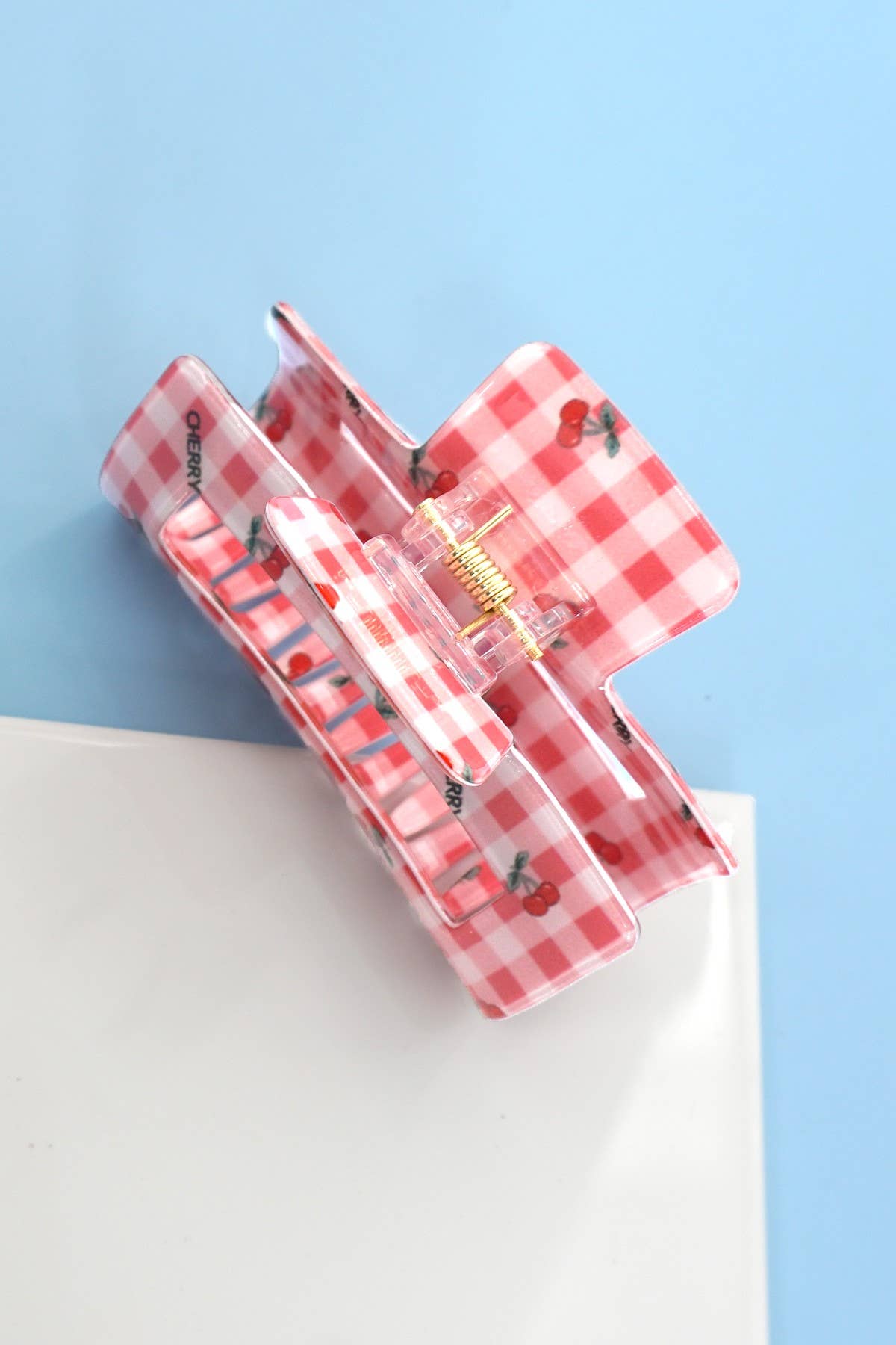 CHECKER CHERRY HAIR CLAW CLIPS
