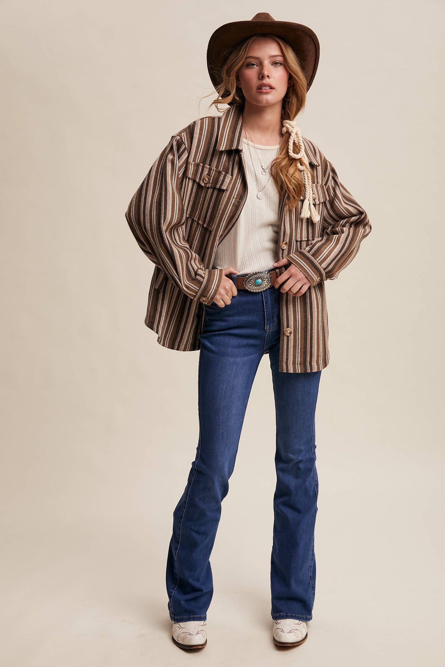 Western Stripe Button-Up Jacket