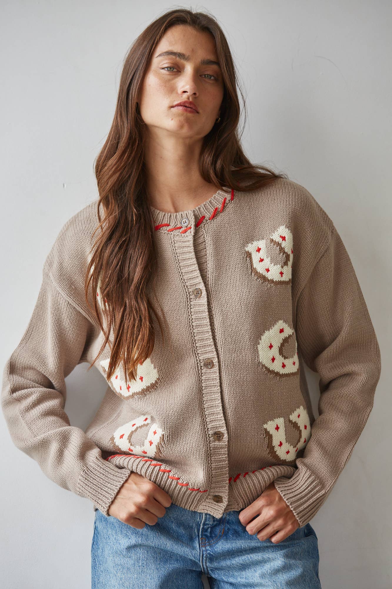 Knit Sweater Horseshoe Cardigan