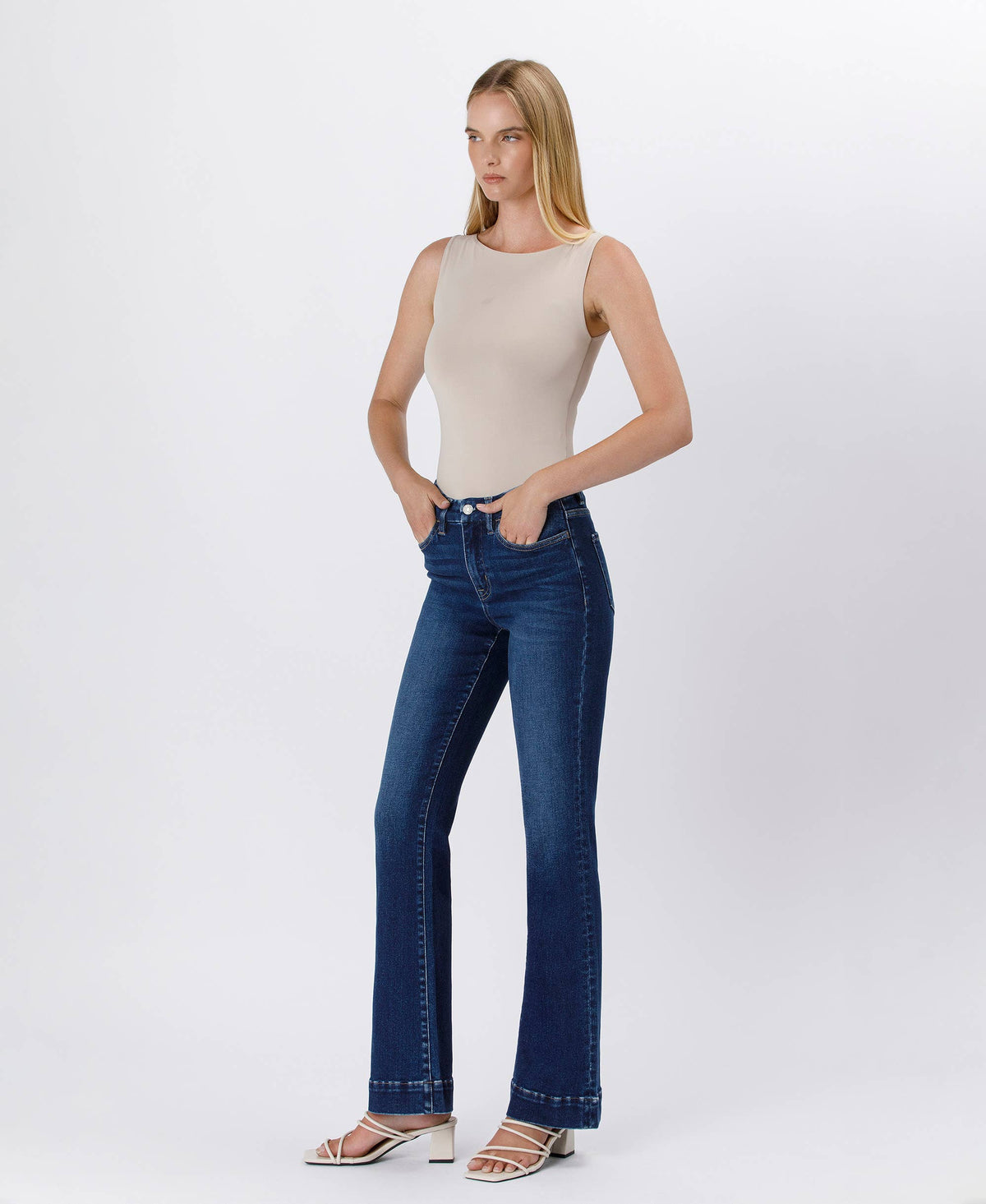 High Rise Trouser Hem Bootcut Jeans