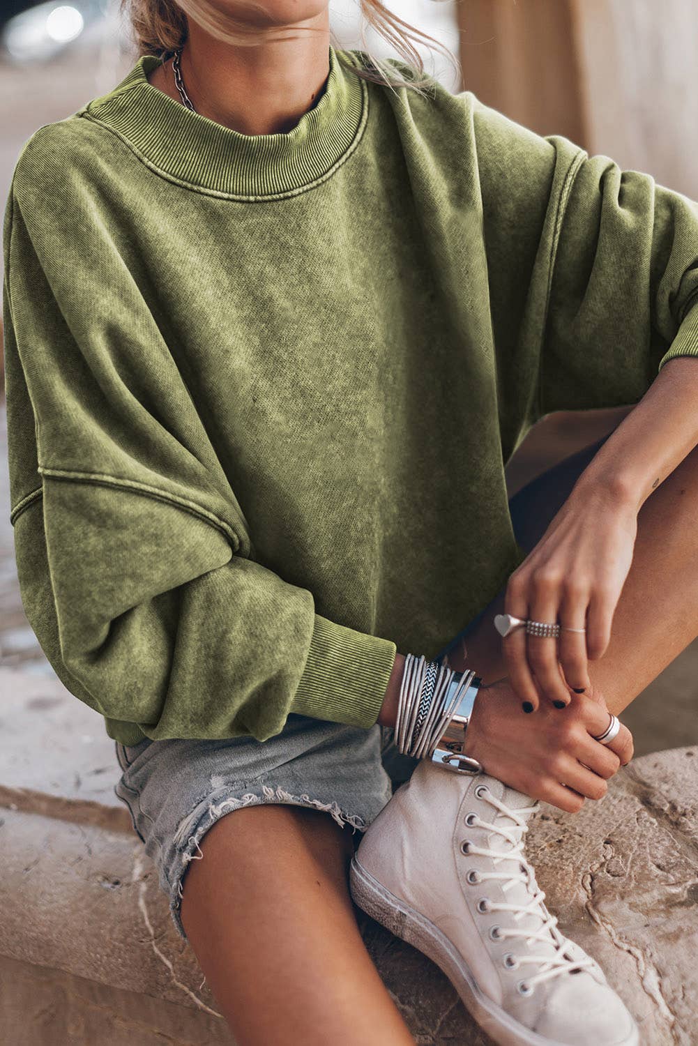 Drop Shoulder Crew Neck Sweatshirt