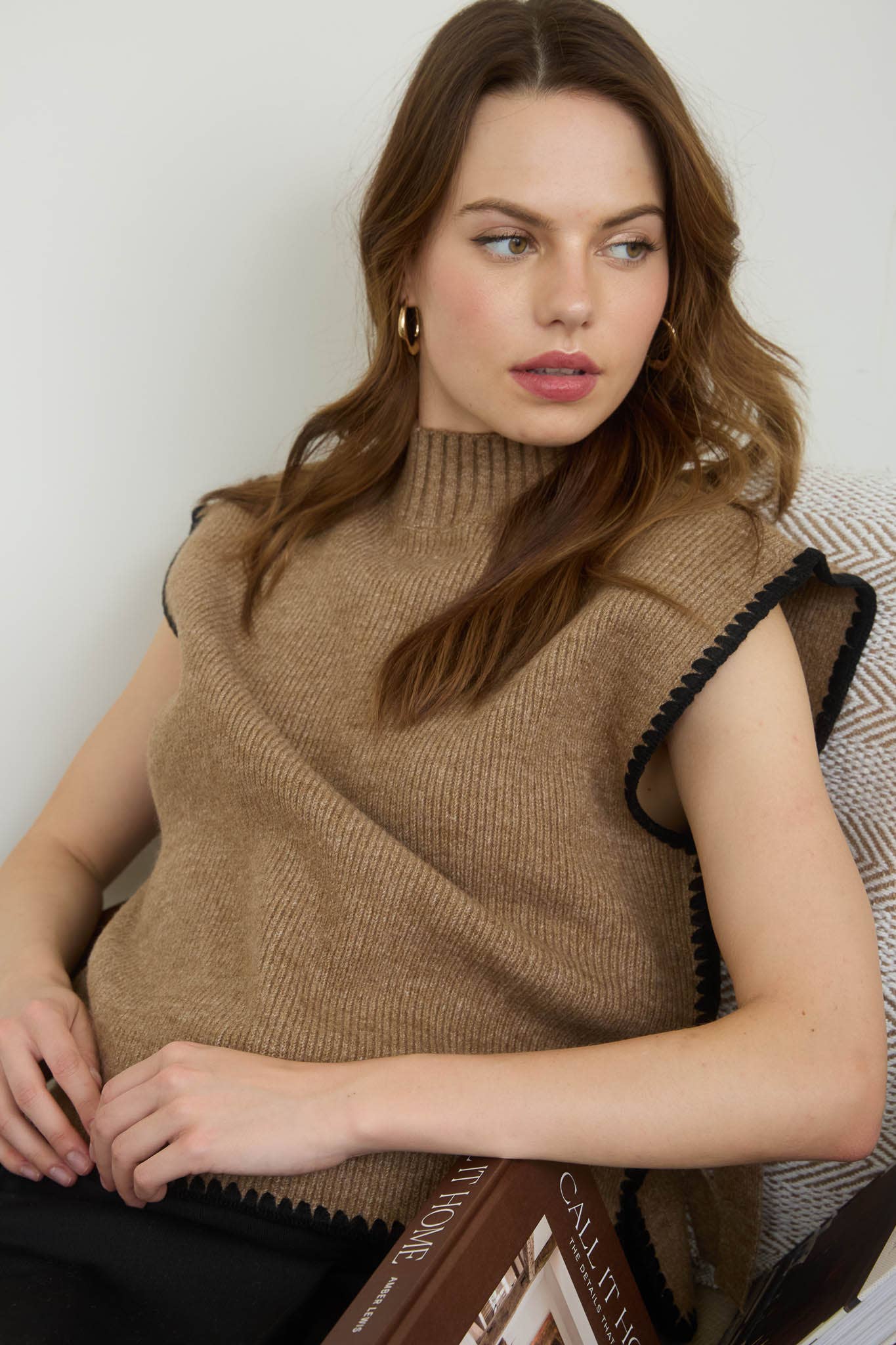 Mocha Side Tie Sweater Top
