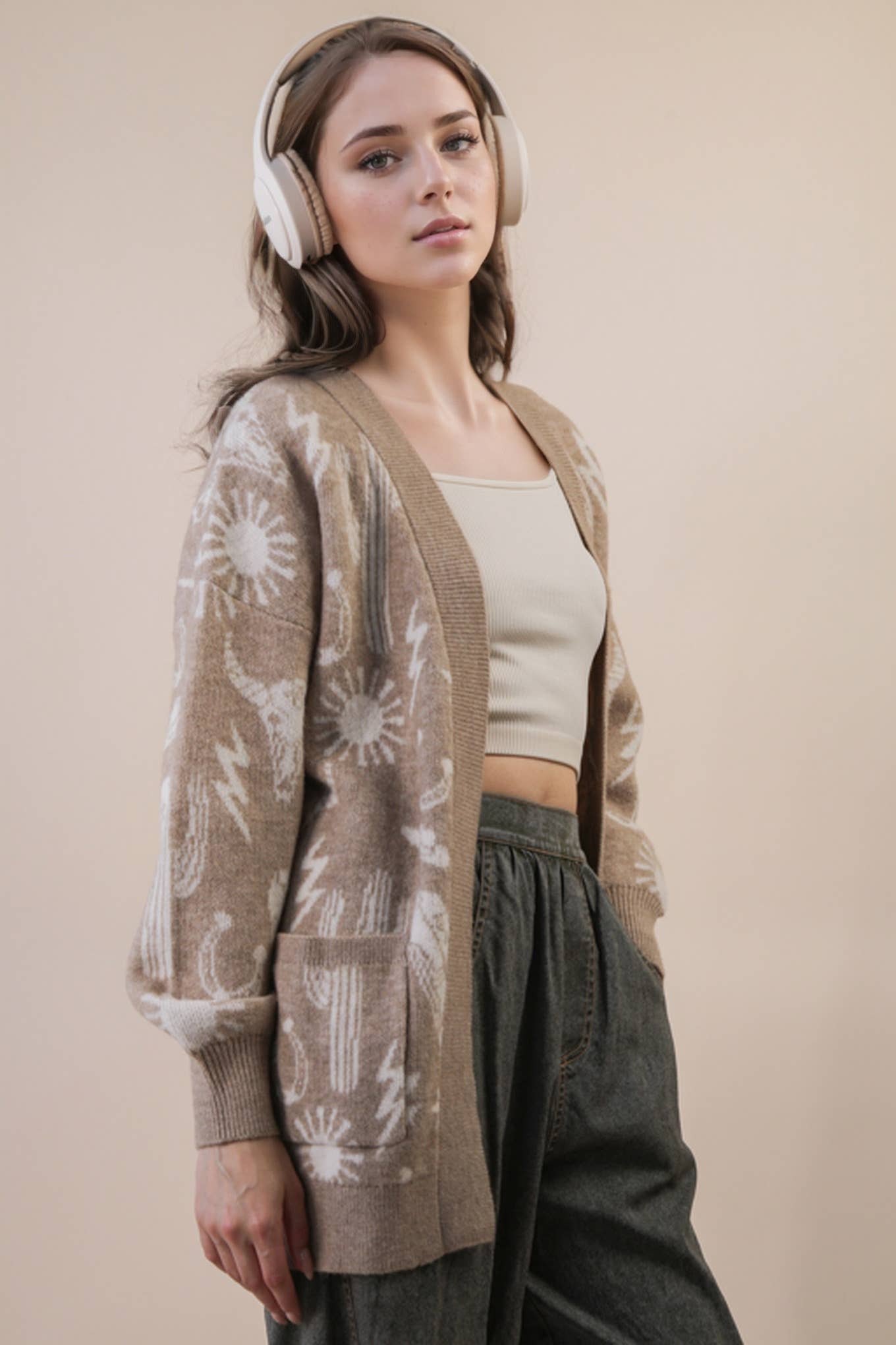 Oversized Western Knit Cardigan