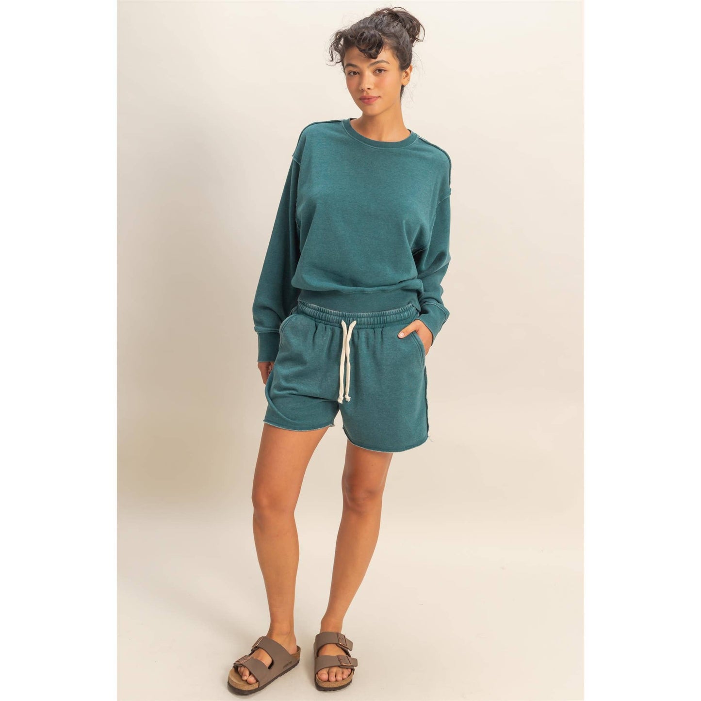 Drawstring Burnout French Terry Shorts