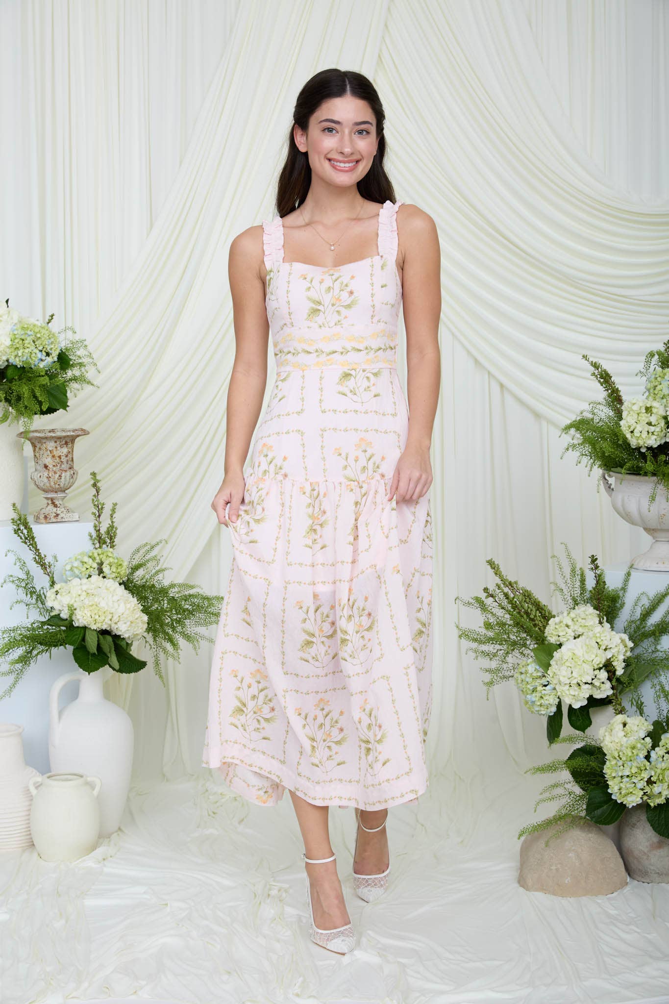Floral Drop Waist Midi Dress