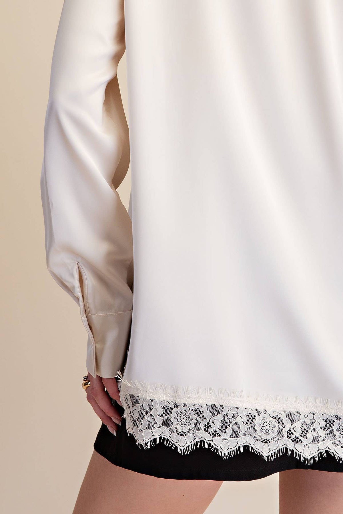 Lace Satin Effect Shirt