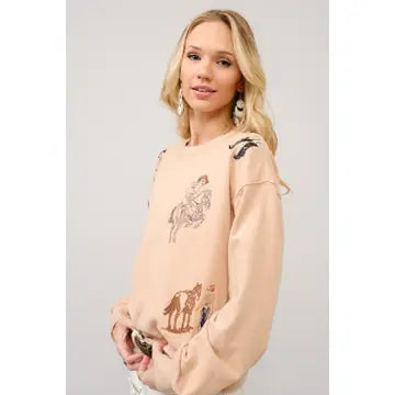 Western Embroidered Graphic Sweatshirt