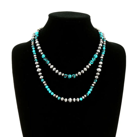 Western 2 Layer Navajo Style Pearl Necklace