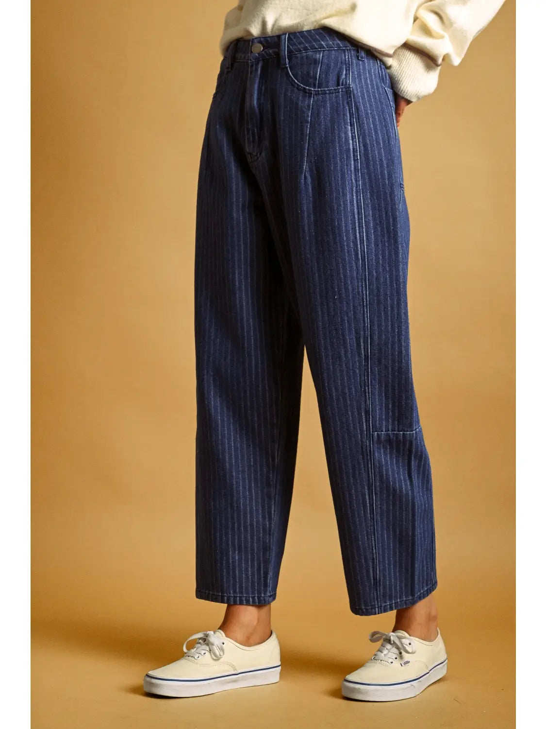 Pinstripe Barrel Jeans