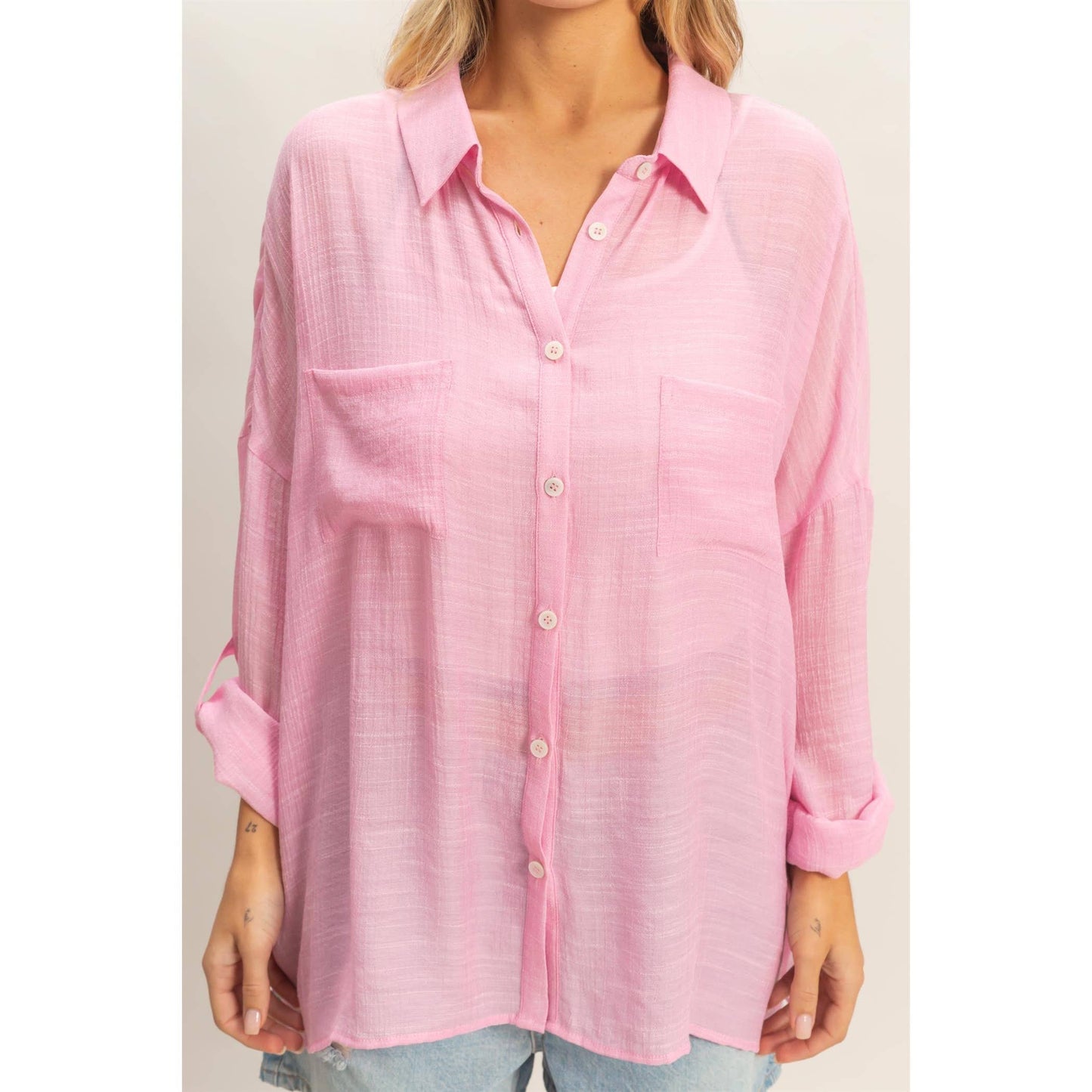 Lightweight Button-Down Blouse