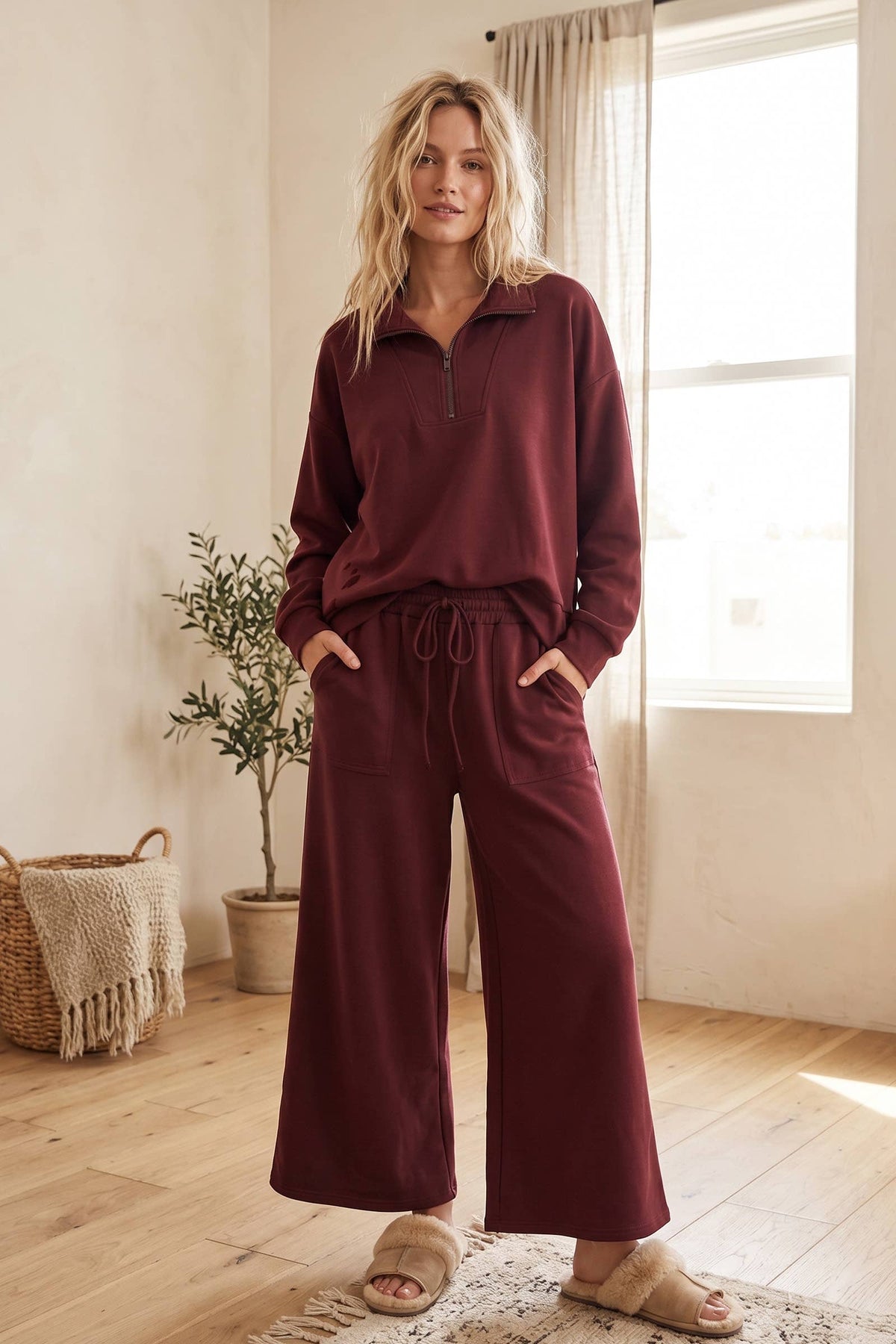 Scuba Half Zip Pullover & Wide Leg Pants Set