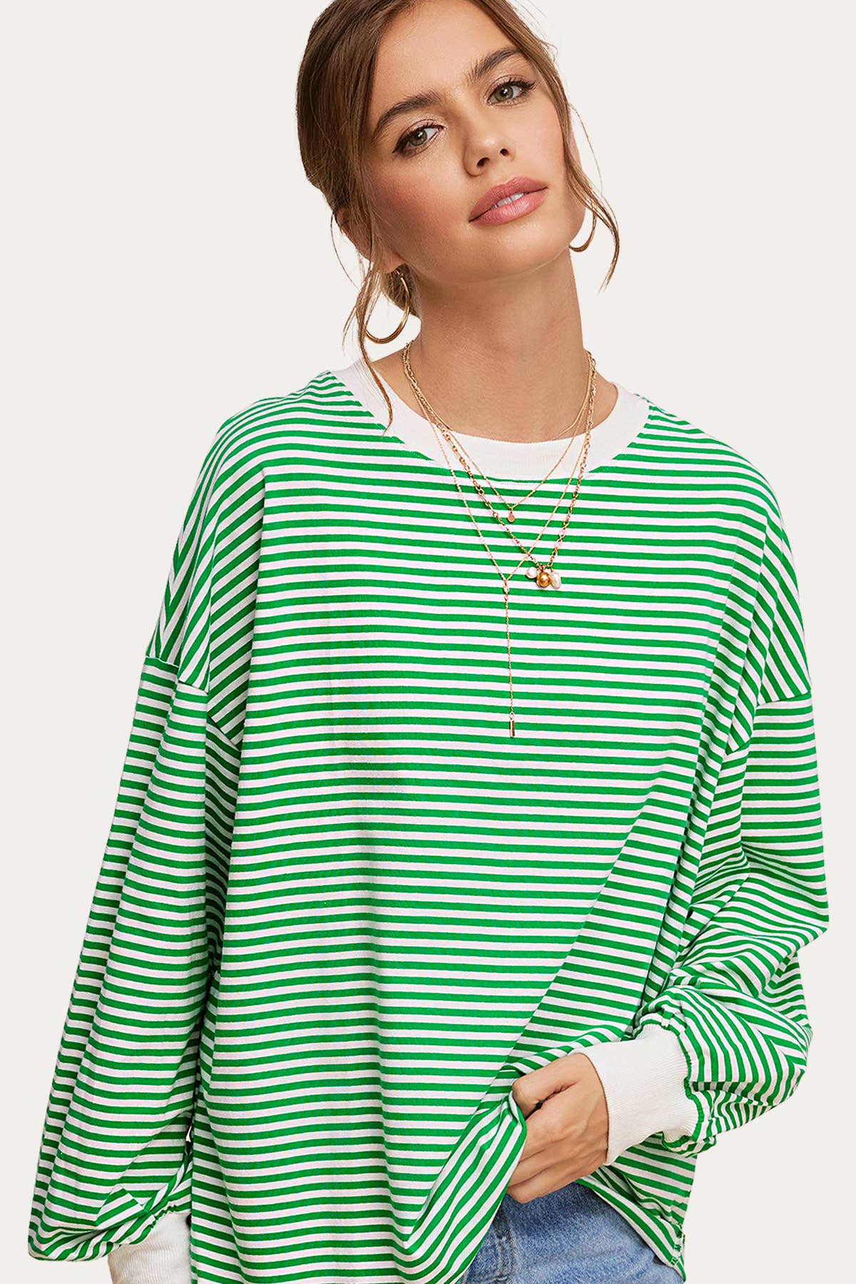 Oversized Striped Long Sleeve Pullover