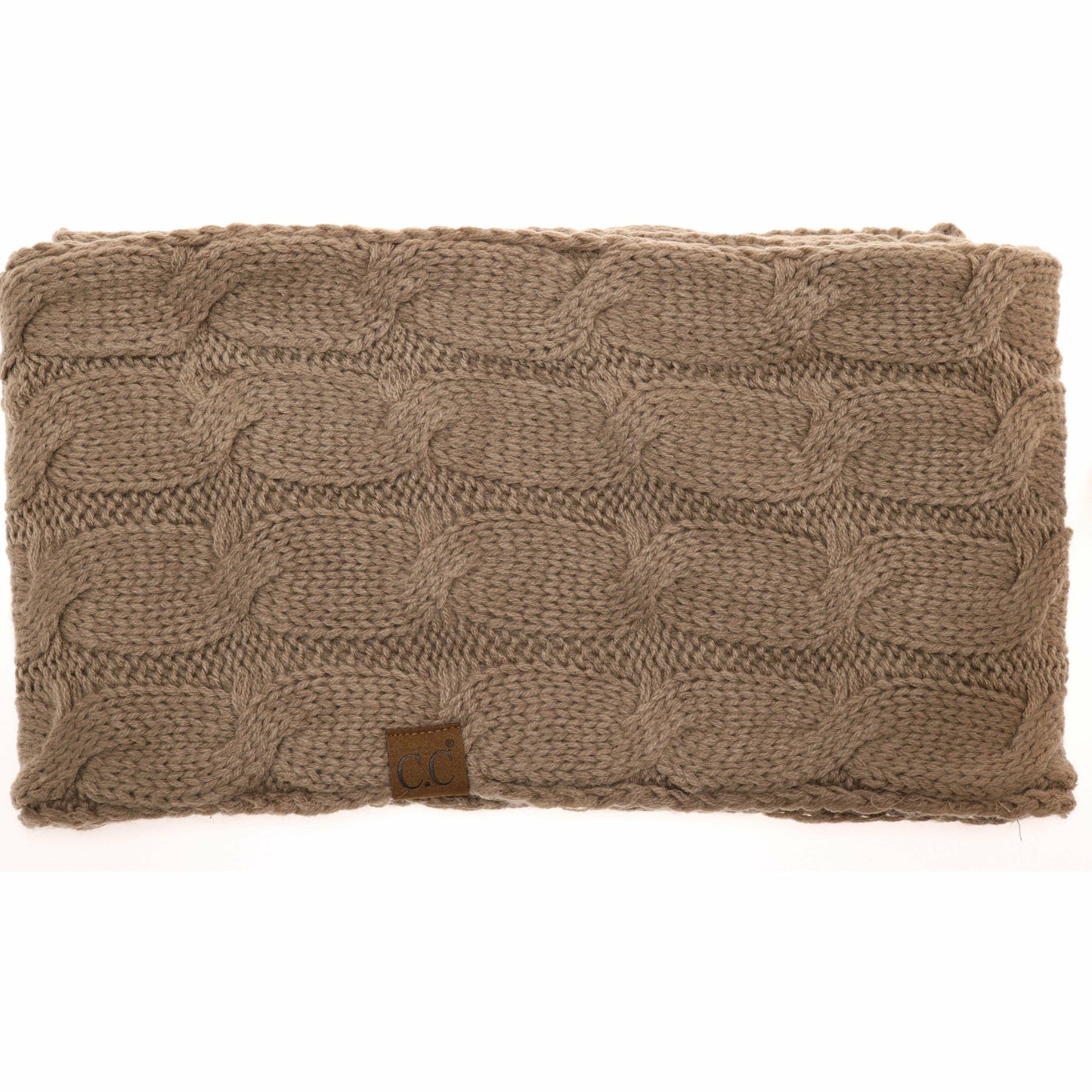 Fuzzy Lined Solid Cable Knit CC Infinity Scarf