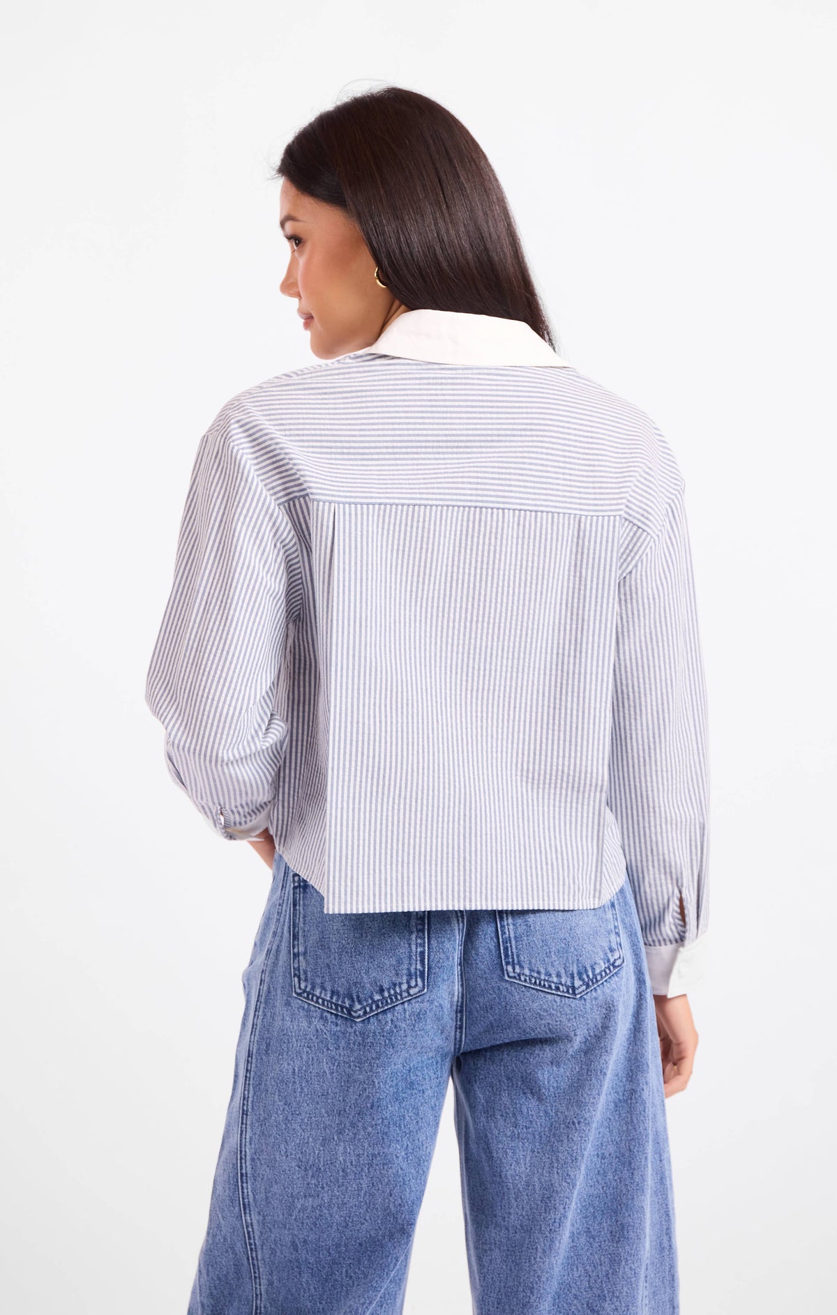 Ivory Hall Stripe Contrast Collar Shirt