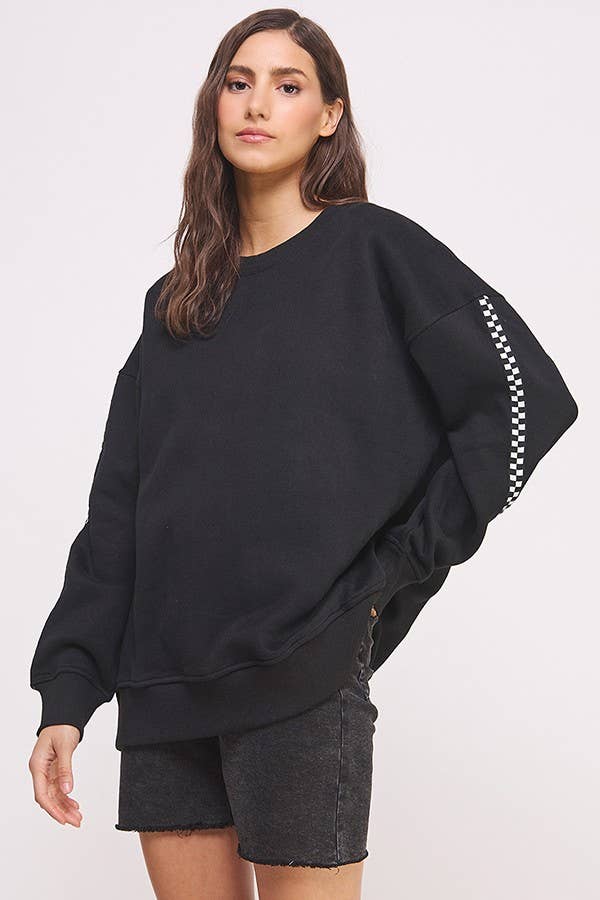 Checker Sleeve Crewneck