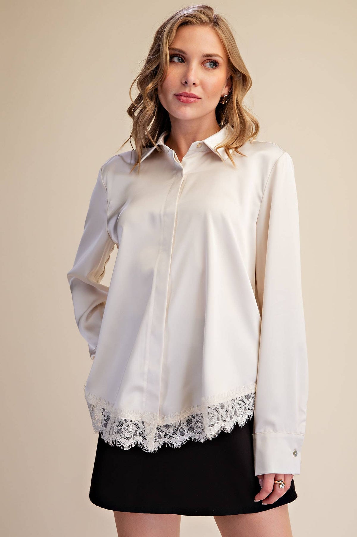 Lace Satin Effect Shirt