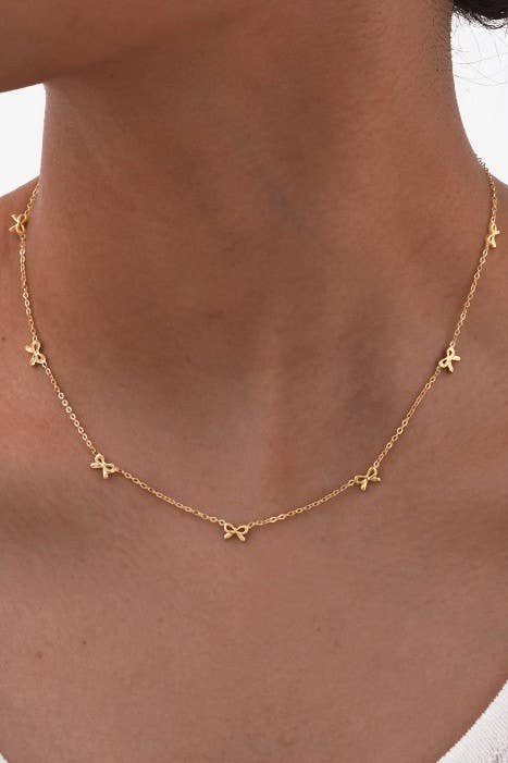 18K Dainty Bow Necklace