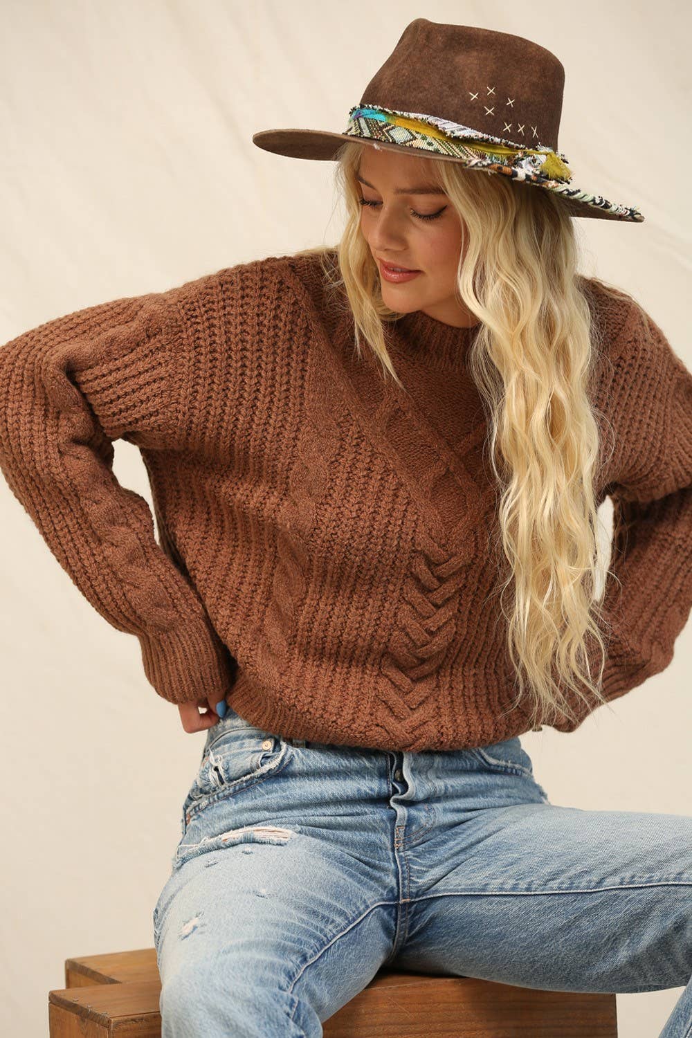 Chunky Cable Knit Texture Sweater
