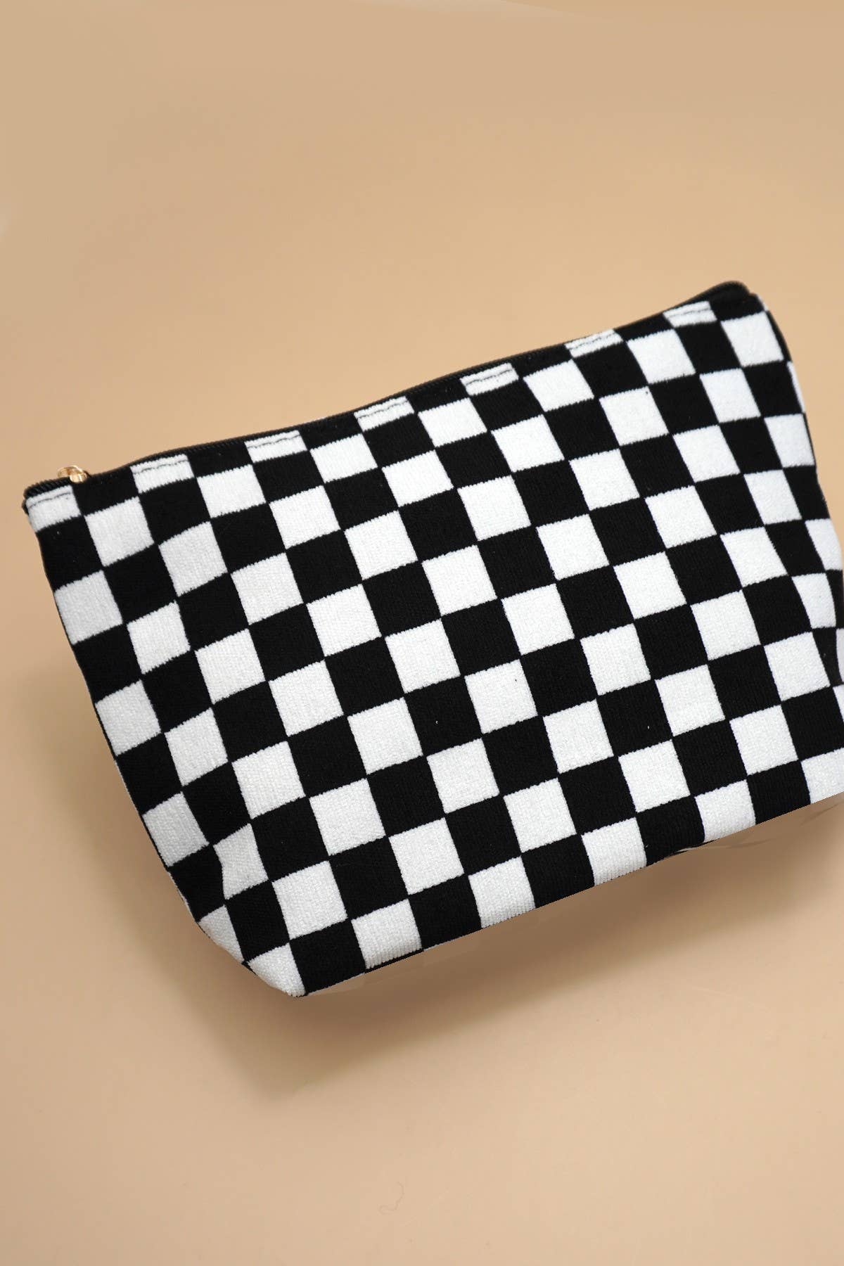 Checkered Cosmetic Makeup Bag