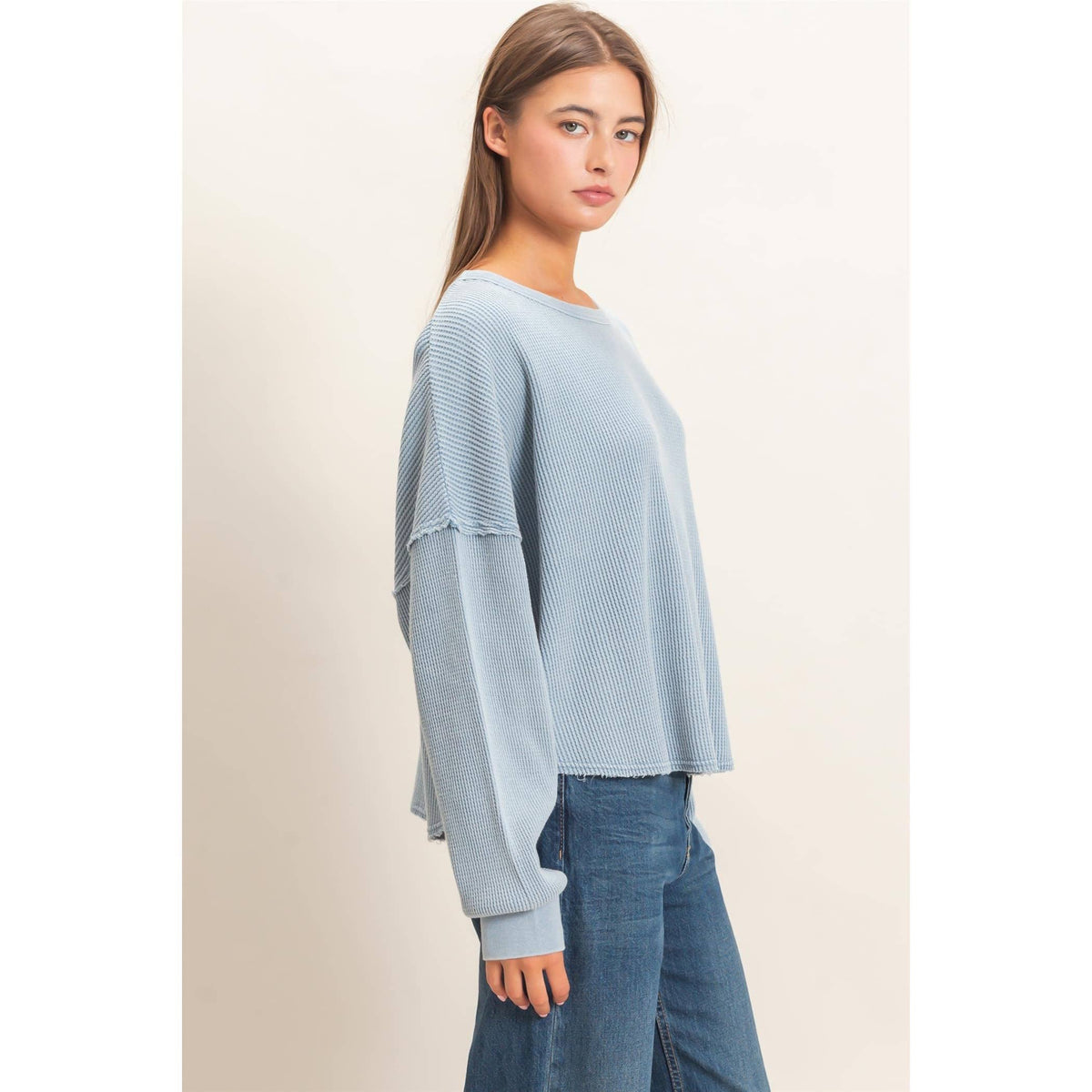 Mineral Wash Waffle Oversized Top