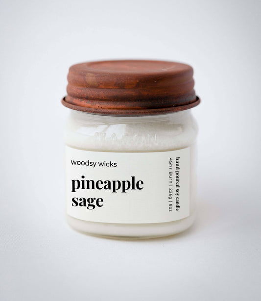 Pineapple Sage Soy Wax Candle - Wood Wick