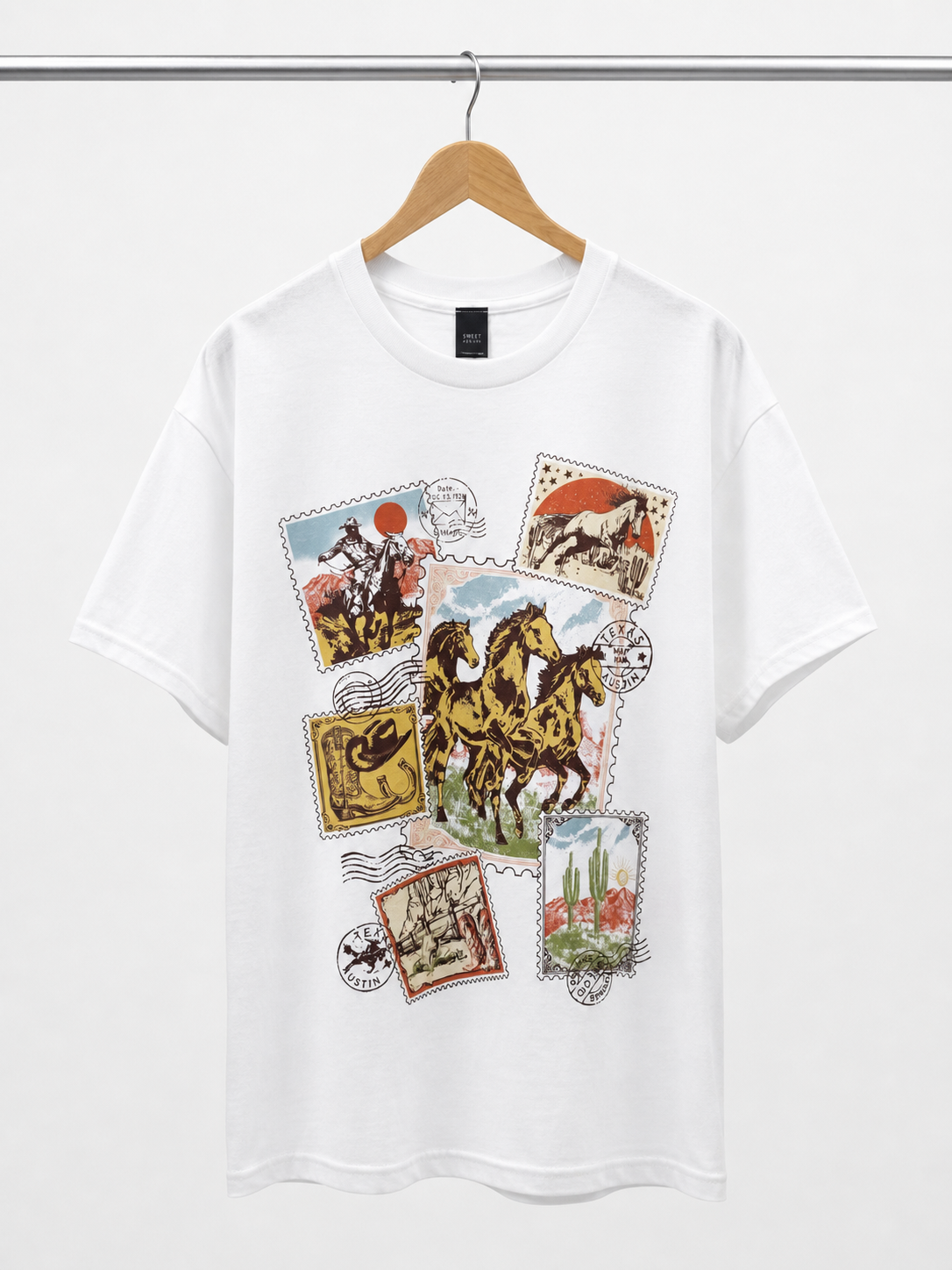 Vintage Western Postage Stamps White T-Shirt