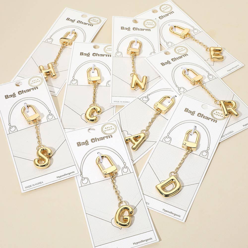 Gold Dipped Monogram Initial Keychain / Bag Charm