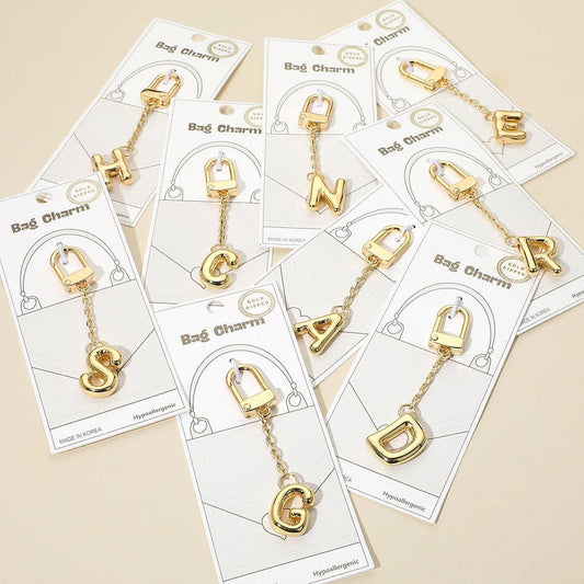 Gold Dipped Monogram Initial Keychain / Bag Charm
