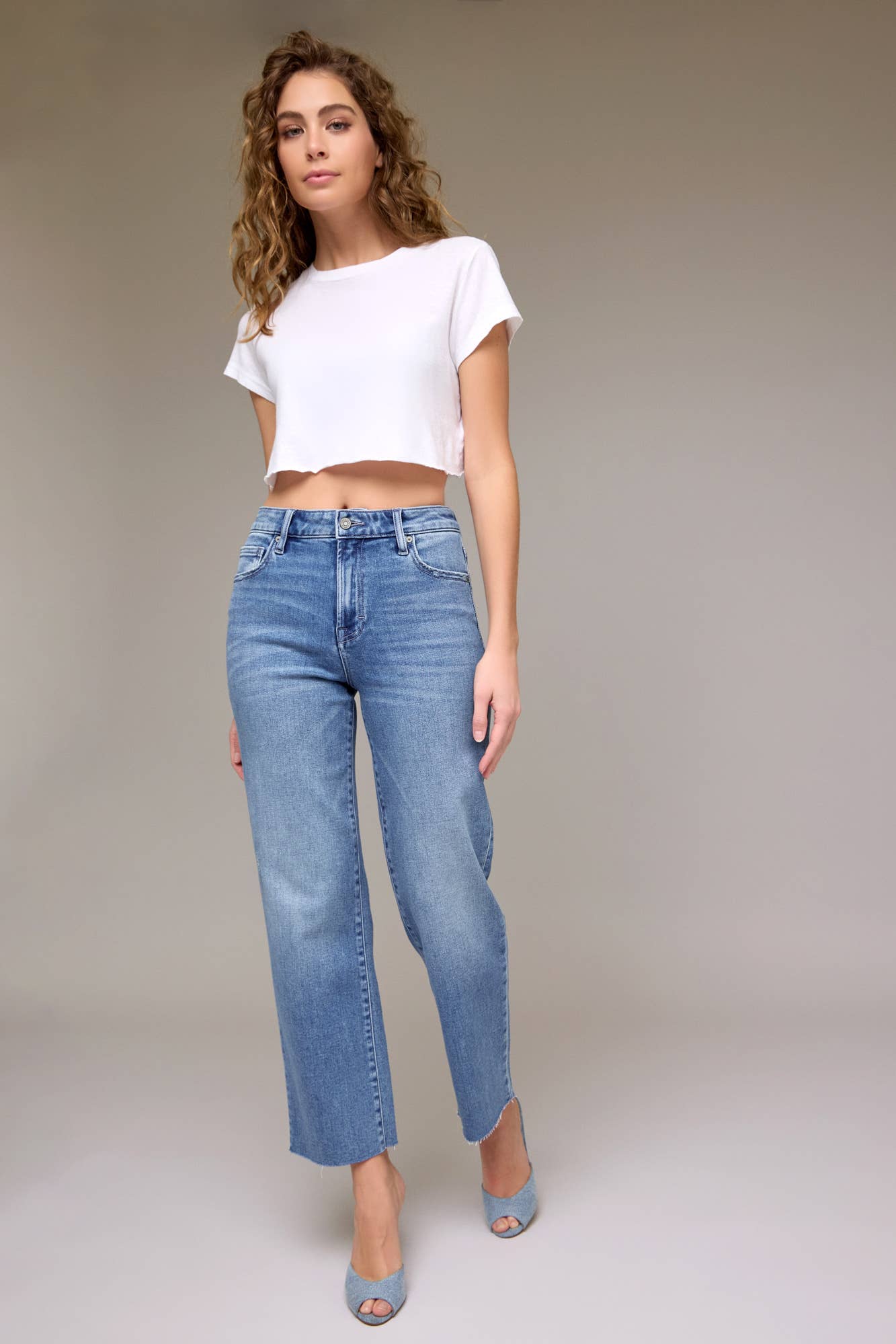 Medium Wash 28" Inseam Clean High Rise Straight