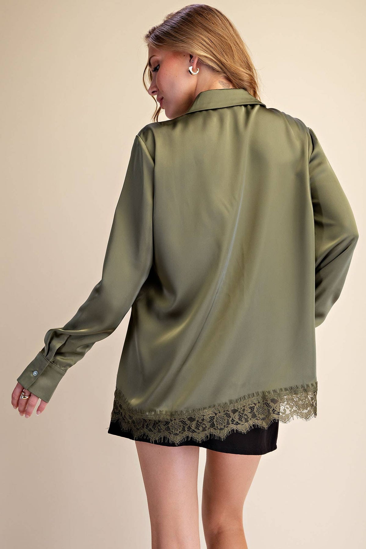 Lace Satin Effect Shirt